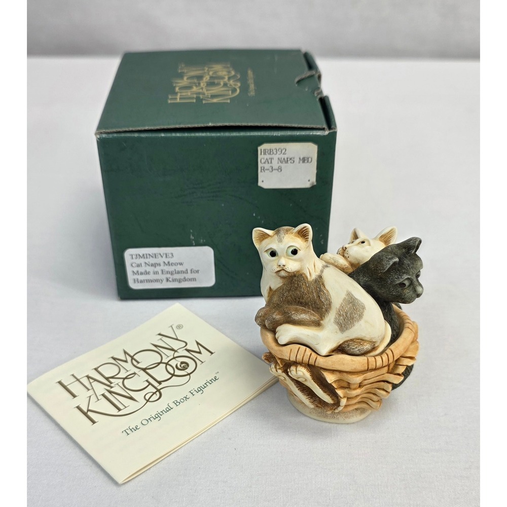 Harmony Kingdom Cat Naps Meow Box Figurine Cats, Basket England HRB392 TJMINEVE3